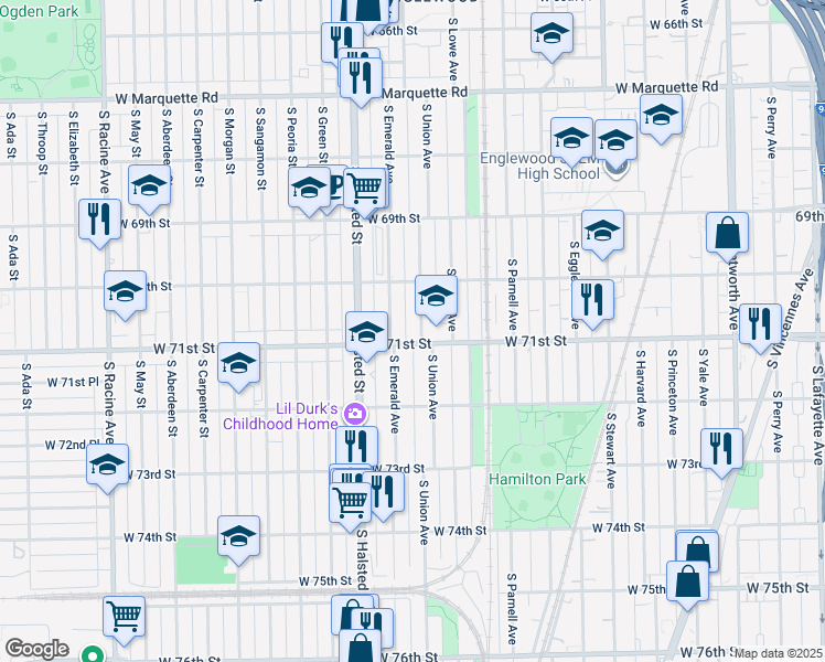 map of restaurants, bars, coffee shops, grocery stores, and more near in Chicago