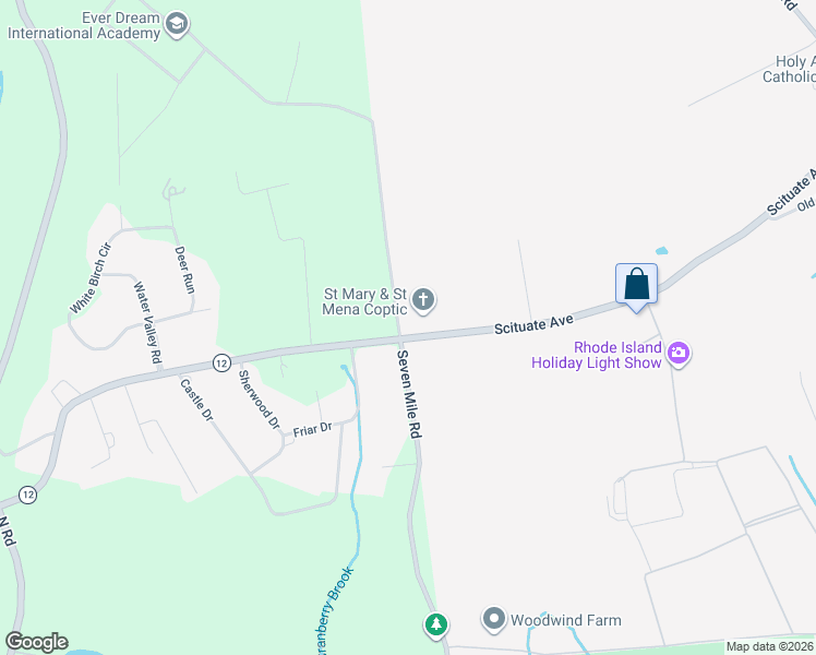 map of restaurants, bars, coffee shops, grocery stores, and more near 2434 Scituate Avenue in Cranston