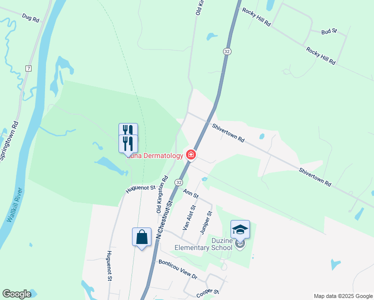 map of restaurants, bars, coffee shops, grocery stores, and more near 223 State Route 32 N in New Paltz