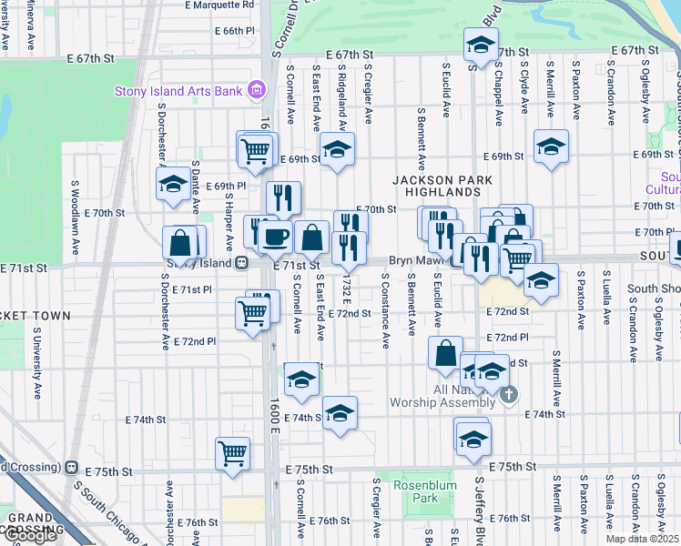 map of restaurants, bars, coffee shops, grocery stores, and more near in Chicago