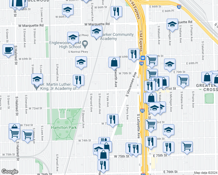 map of restaurants, bars, coffee shops, grocery stores, and more near in Chicago