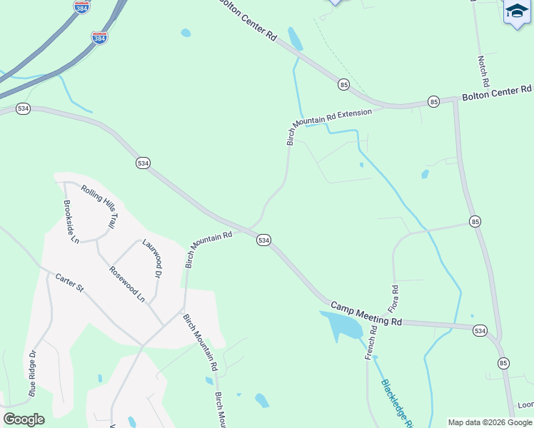 map of restaurants, bars, coffee shops, grocery stores, and more near 64 Birch Mountain Road Extension in Bolton