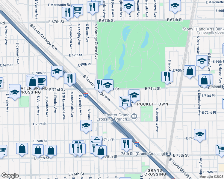 map of restaurants, bars, coffee shops, grocery stores, and more near in Chicago