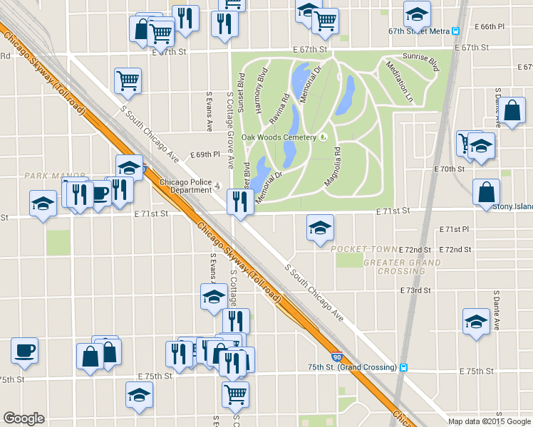 map of restaurants, bars, coffee shops, grocery stores, and more near in Chicago