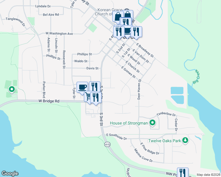 map of restaurants, bars, coffee shops, grocery stores, and more near 1021 South 3rd Street in Polk City