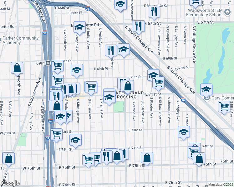map of restaurants, bars, coffee shops, grocery stores, and more near in Chicago