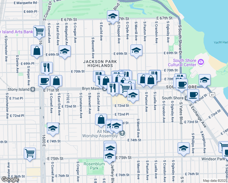 map of restaurants, bars, coffee shops, grocery stores, and more near in Chicago