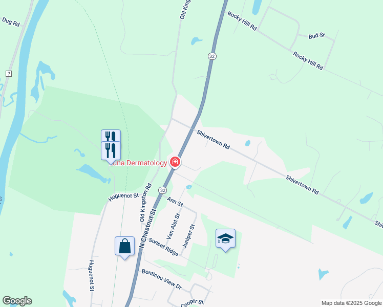 map of restaurants, bars, coffee shops, grocery stores, and more near 230 Highway 32 in New Paltz