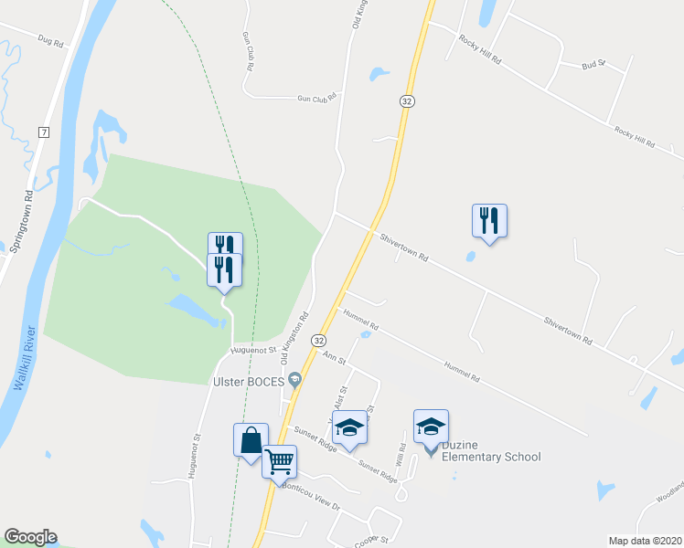 map of restaurants, bars, coffee shops, grocery stores, and more near 223 State Route 32 N in New Paltz