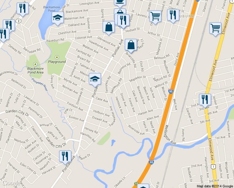 map of restaurants, bars, coffee shops, grocery stores, and more near 8 Hemlock Ave in Cranston