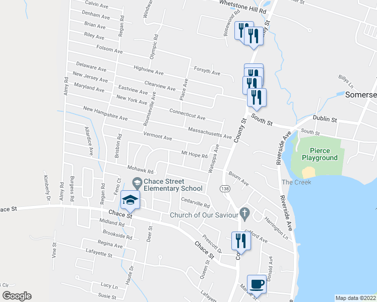 map of restaurants, bars, coffee shops, grocery stores, and more near 246 Mount Hope Road in Somerset