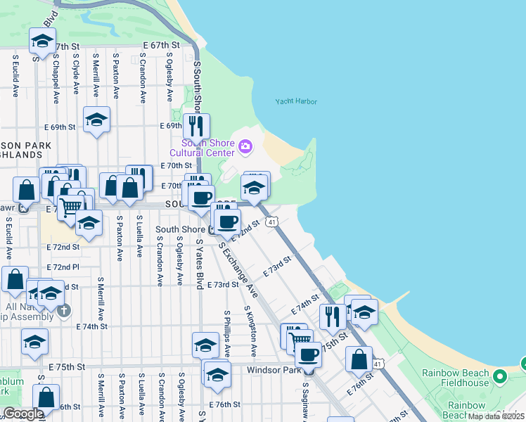 map of restaurants, bars, coffee shops, grocery stores, and more near in Chicago
