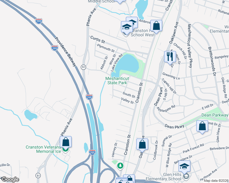 map of restaurants, bars, coffee shops, grocery stores, and more near 70 South Street in Cranston