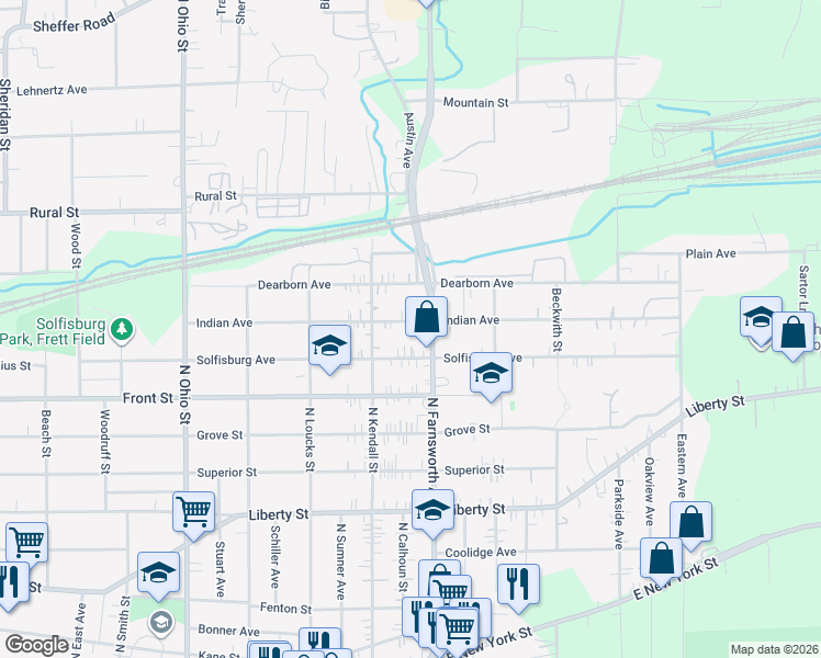 map of restaurants, bars, coffee shops, grocery stores, and more near 1331 Indian Avenue in Aurora