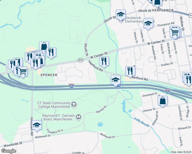 map of restaurants, bars, coffee shops, grocery stores, and more near 81 Wilfred Road in Manchester