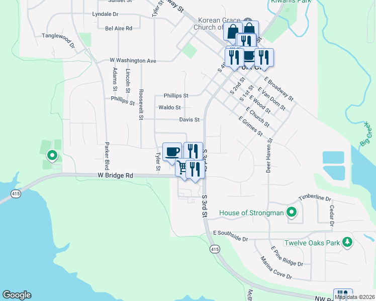 map of restaurants, bars, coffee shops, grocery stores, and more near 832 Edgewater Drive in Polk City