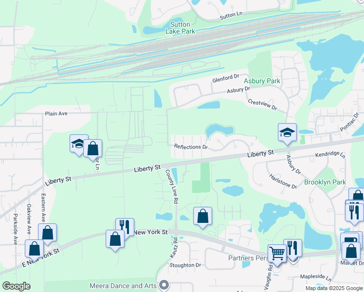 map of restaurants, bars, coffee shops, grocery stores, and more near 2276 Reflections Drive in Aurora
