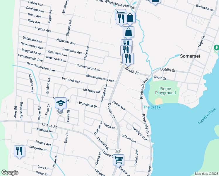 map of restaurants, bars, coffee shops, grocery stores, and more near 31 Mount Hope Road in Somerset