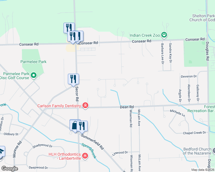map of restaurants, bars, coffee shops, grocery stores, and more near 8313 Waterford Drive in Lambertville