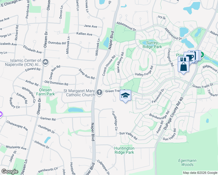 map of restaurants, bars, coffee shops, grocery stores, and more near 3087 Stonebrook Road in Lisle