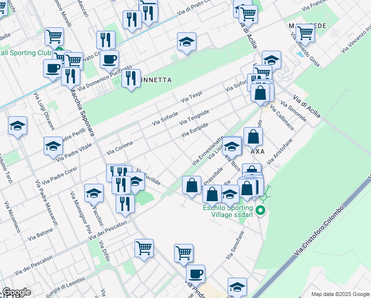 map of restaurants, bars, coffee shops, grocery stores, and more near 18 Via Fanocle in Città metropolitana di Roma Capitale
