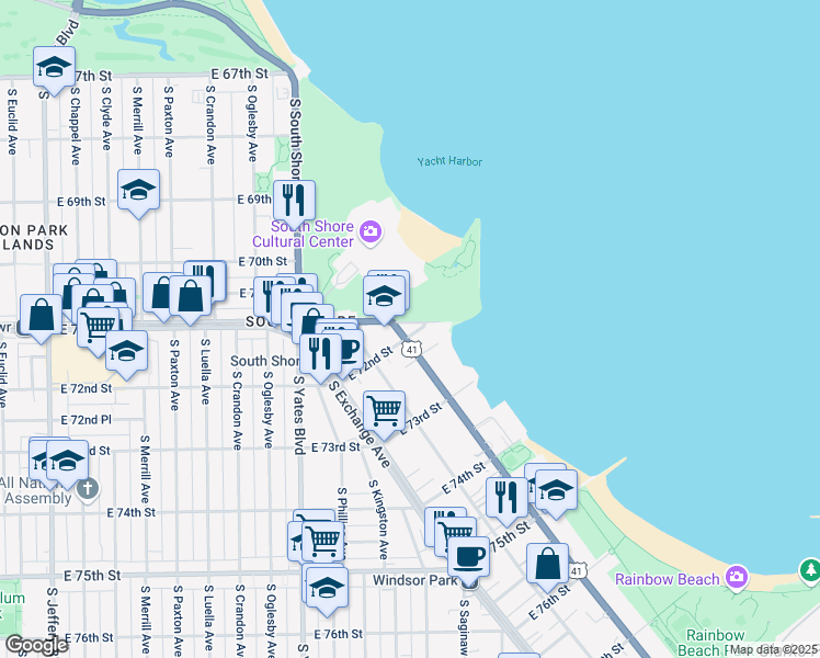 map of restaurants, bars, coffee shops, grocery stores, and more near in Chicago