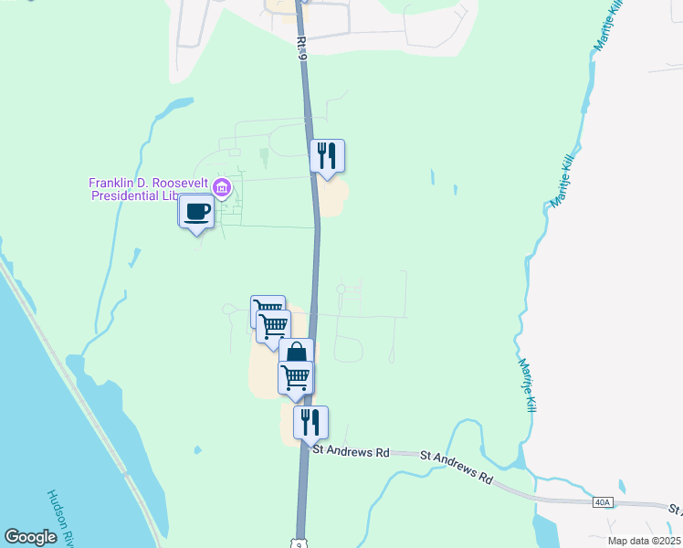 map of restaurants, bars, coffee shops, grocery stores, and more near 4 Springwood Circle in Hyde Park