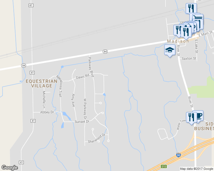 map of restaurants, bars, coffee shops, grocery stores, and more near 218 East Parkway Drive in Madison