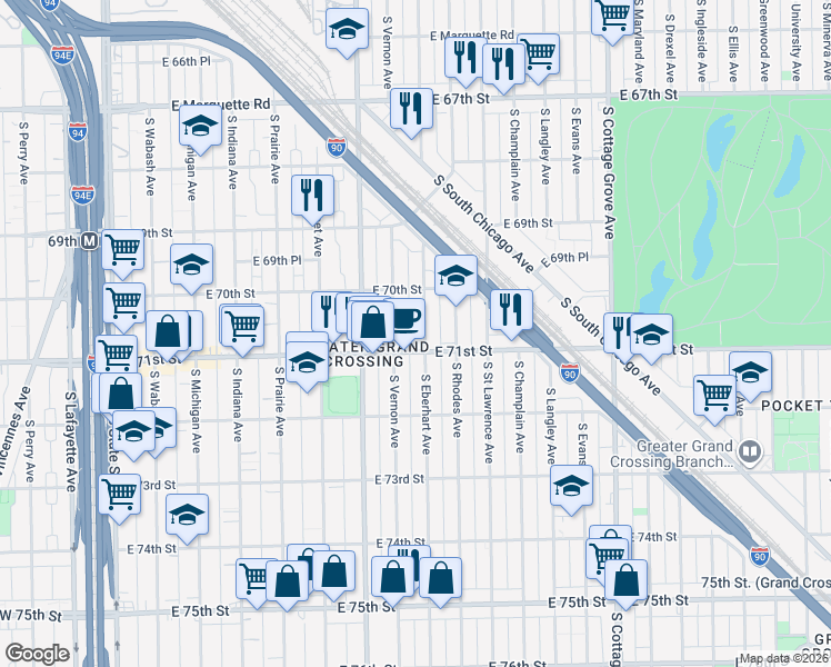 map of restaurants, bars, coffee shops, grocery stores, and more near in Chicago