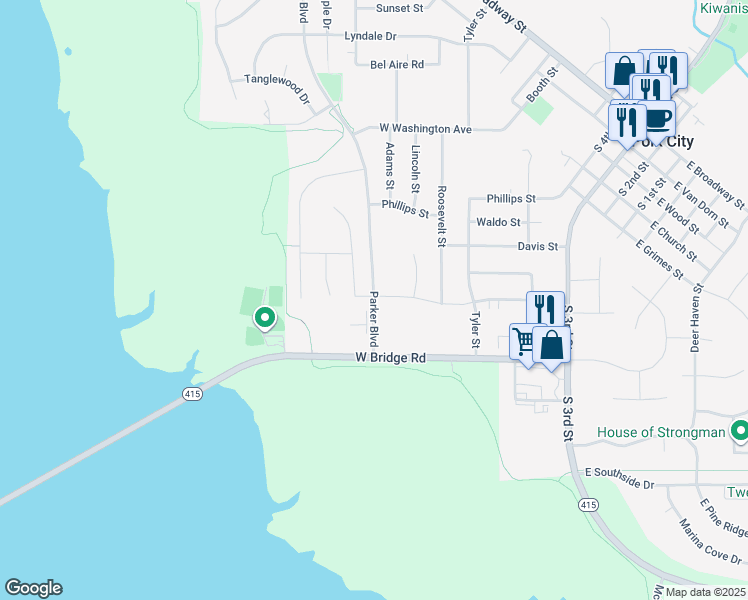 map of restaurants, bars, coffee shops, grocery stores, and more near 1090 Parker Boulevard in Polk City
