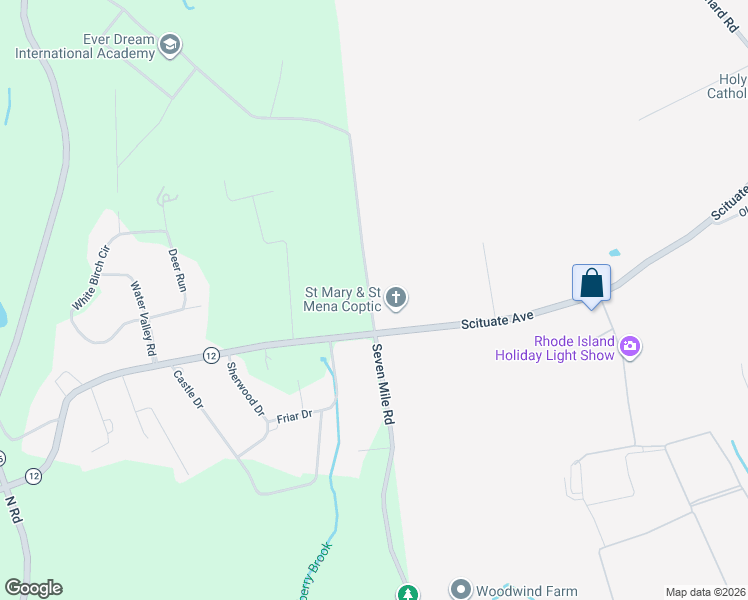 map of restaurants, bars, coffee shops, grocery stores, and more near 2434 Scituate Avenue in Cranston