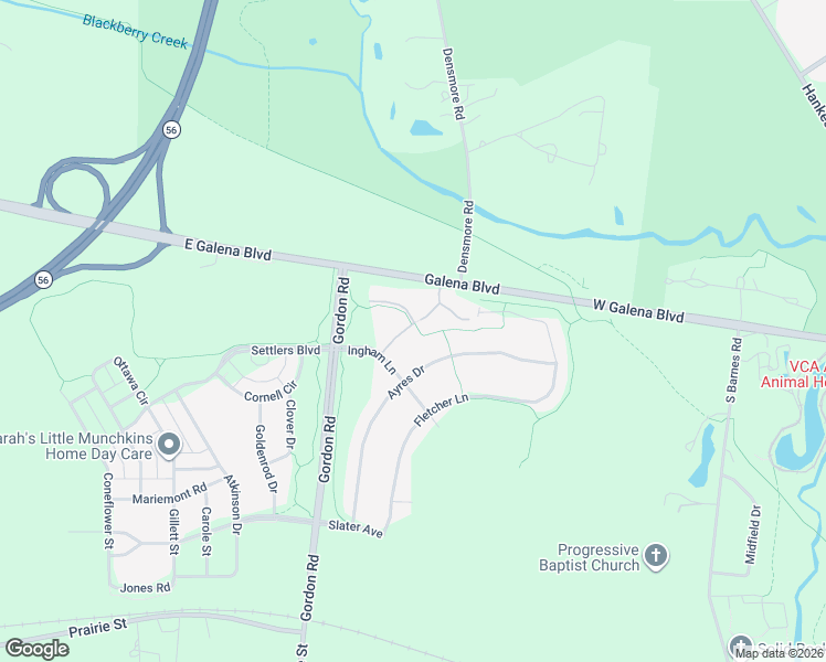 map of restaurants, bars, coffee shops, grocery stores, and more near 3684 Fletcher Lane in Aurora