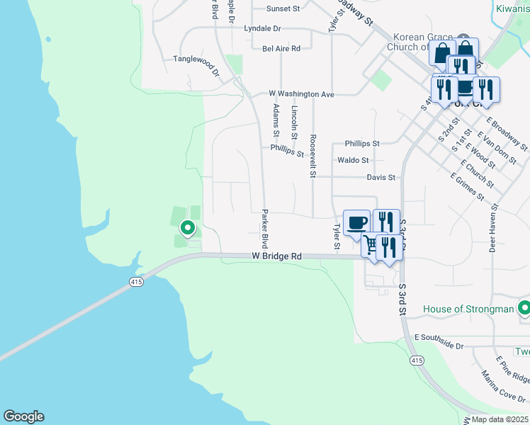 map of restaurants, bars, coffee shops, grocery stores, and more near 825 Parker Boulevard in Polk City