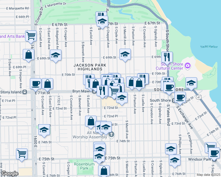 map of restaurants, bars, coffee shops, grocery stores, and more near in Chicago