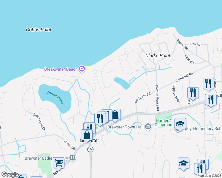map of restaurants, bars, coffee shops, grocery stores, and more near 20 Bantry Lane in Brewster