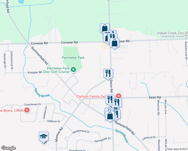 map of restaurants, bars, coffee shops, grocery stores, and more near 8321 Lambert Street in Lambertville