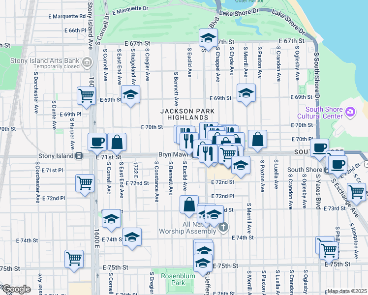 map of restaurants, bars, coffee shops, grocery stores, and more near in Chicago