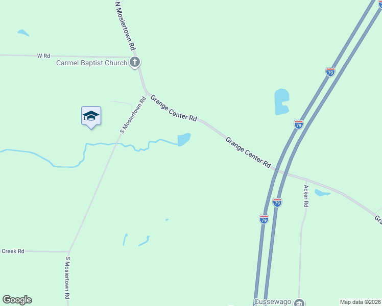 map of restaurants, bars, coffee shops, grocery stores, and more near 17343-17435 Grange Center Road in Saegertown