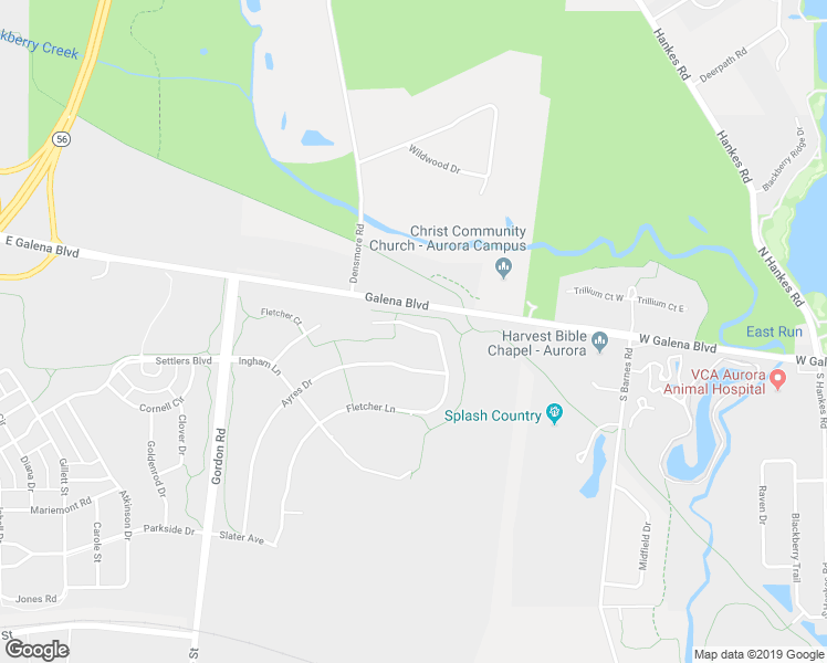 map of restaurants, bars, coffee shops, grocery stores, and more near 3622 Fletcher Lane in Aurora