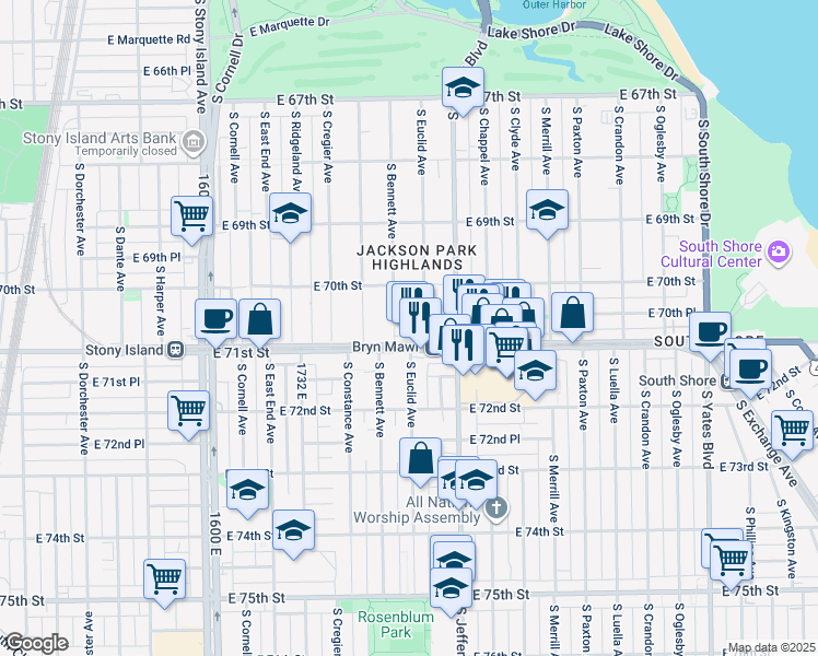map of restaurants, bars, coffee shops, grocery stores, and more near in Chicago