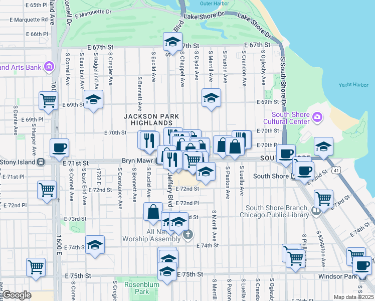 map of restaurants, bars, coffee shops, grocery stores, and more near in Chicago
