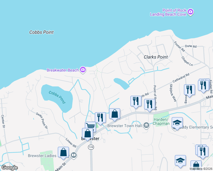 map of restaurants, bars, coffee shops, grocery stores, and more near 178 Crocker Lane in Brewster