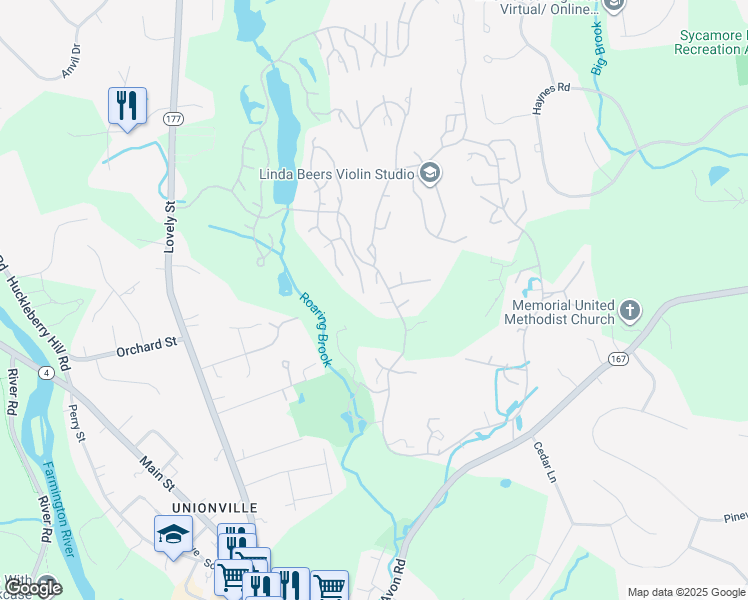 map of restaurants, bars, coffee shops, grocery stores, and more near 5 Westview Court in Avon