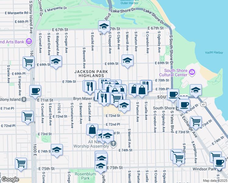 map of restaurants, bars, coffee shops, grocery stores, and more near in Chicago