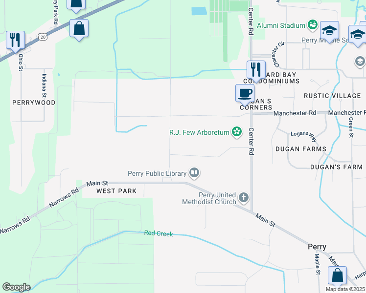 map of restaurants, bars, coffee shops, grocery stores, and more near in Perry