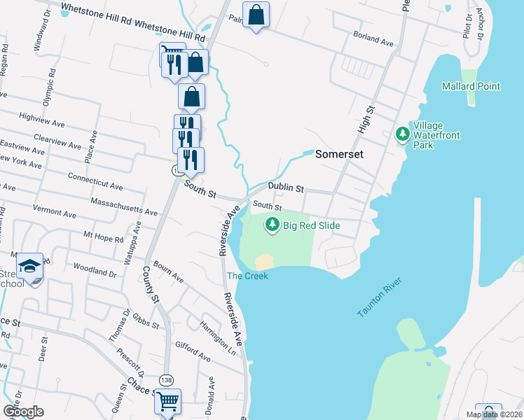 map of restaurants, bars, coffee shops, grocery stores, and more near 306 South Street in Somerset