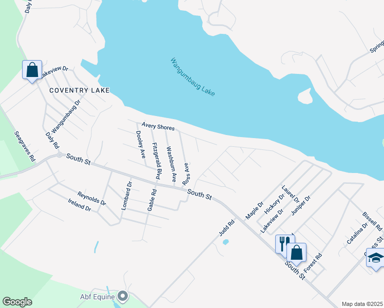 map of restaurants, bars, coffee shops, grocery stores, and more near 92 Ross Avenue in Coventry