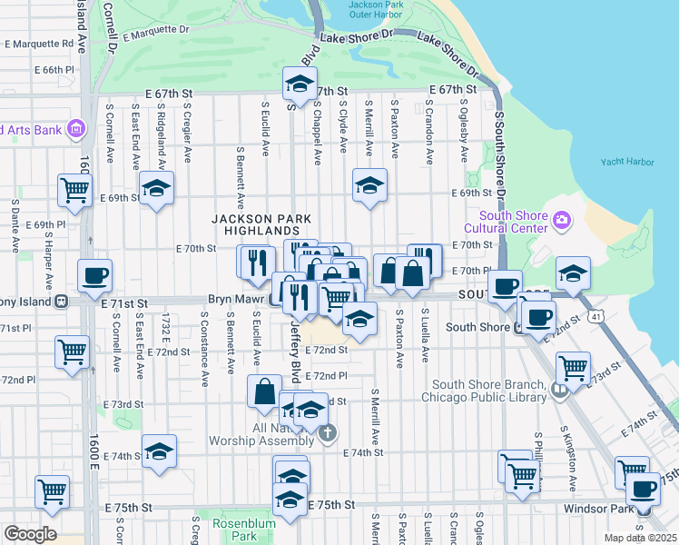 map of restaurants, bars, coffee shops, grocery stores, and more near in Chicago