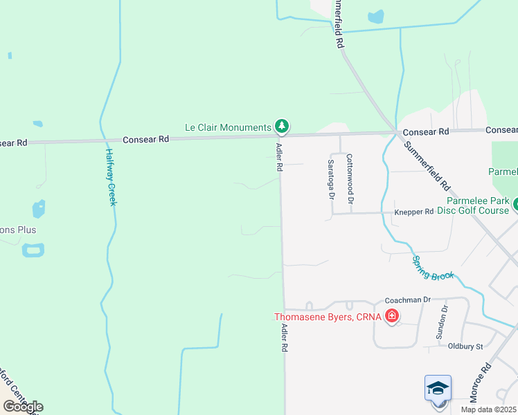 map of restaurants, bars, coffee shops, grocery stores, and more near 8435 Adler Road in Lambertville