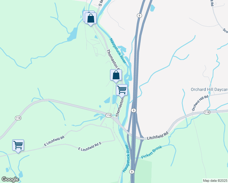 map of restaurants, bars, coffee shops, grocery stores, and more near 48 Johnson Road in Litchfield